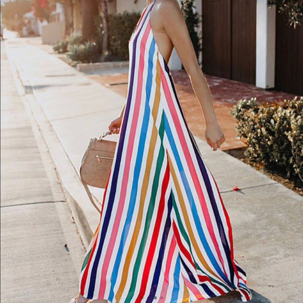 Women’s rainbow halter dress